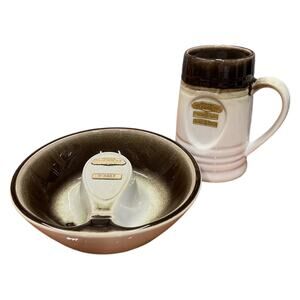 Vintage 1965 Muncie Rifle and Pistol‎ Club Ceramic Winner Trophy Mug Ashtray Set